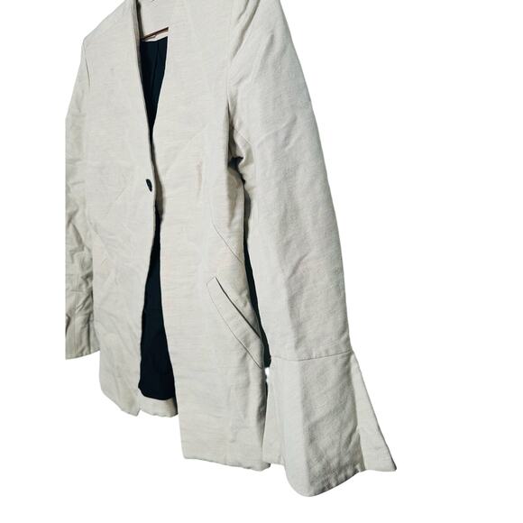 CO Clay Gray Collarless Flare Cuff V-Neckline Single Button Solo-Breasted Jacket - Picture 6 of 12